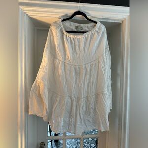 White tiered midi skirt